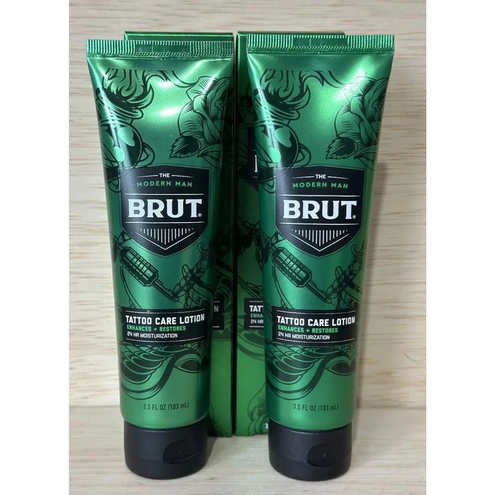 BRUT Tattoo Care Lotion, Enhances + Restores, 24 HR Moisturization, 3.5 OZ, 2PK